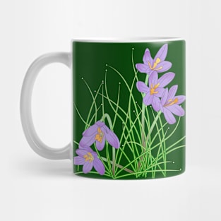 Crocus Flowers on Dark Green Mug